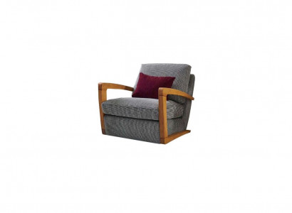 Armchair Single-Seater Fabric Living Room Classic Gray Upholstered Seat.